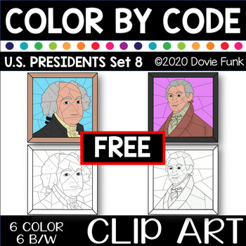 Preview of U. S. PRESIDENTS Color by Number or Code Clip Art - Set 8
