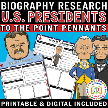 Preview of U.S. Presidents Pennant Research Project | DIGITAL + PRINTABLE