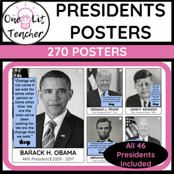 Preview of U.S President's Posters for Middle School Classroom Decor
