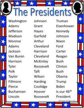 all presidents names and pictures