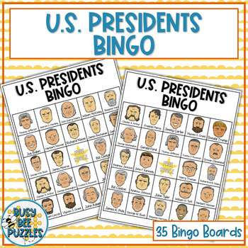 Preview of U.S. Presidents Bingo Game Activity - Presidents' Day - 35 Unique Cards Included