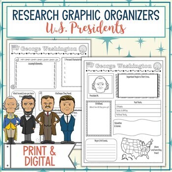 Preview of U.S. Presidents Biography Research Graphic Organizer Bundle