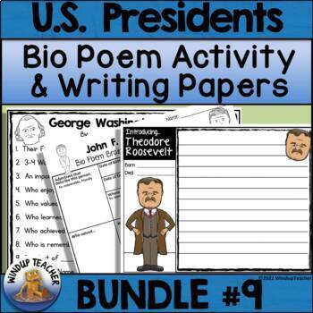 Preview of U.S. Presidents Biography Poem Activity and Writing Papers BUNDLE