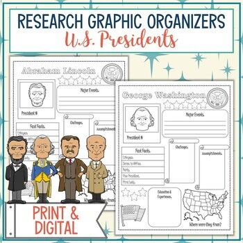 Preview of U.S. Presidents Biography Research Graphic Organizers