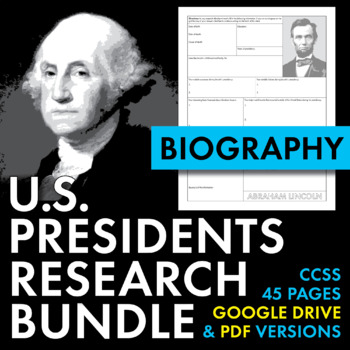 Preview of U.S. Presidents Biography Research Organizers, US Presidents, PDF & Google Drive