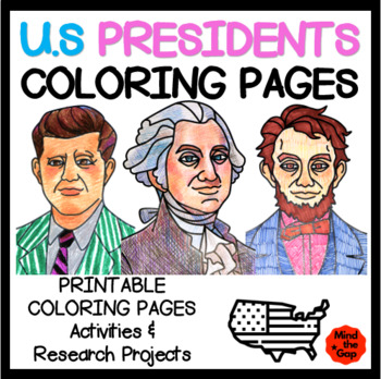Preview of U.S Presidents Coloring Pages / Presidents' Day Research Activities