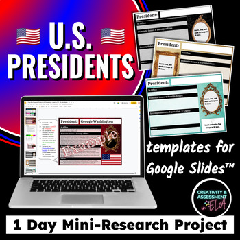 Preview of U.S. Presidents Day Activity | 1 Day Mini-Research Project Google Slides™ Lesson