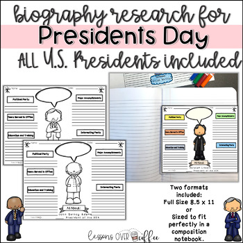 Preview of U.S. Presidents No Prep Biography Research Project for ALL Presidents