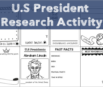 Preview of U.S Presidents Research Activity - 8 page booklet template