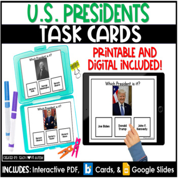 Preview of U.S. Presidents | Social Studies Task Cards | Boom Cards