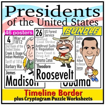 Preview of U.S. Presidents Timeline Bundle with Border & Cryptograms
