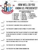 U.S. Presidents Trivia - First Day of School Activity