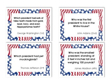 U S Presidents Trivia Questions By Joyful Librarian Tpt