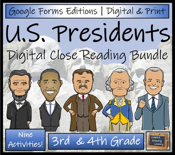 Preview of American Presidents Close Reading Mega Bundle Digital & Print | 3rd & 4th Grade