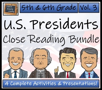 Preview of U.S. Presidents Volume 3 Close Reading Comprehension Bundle | 5th & 6th Grade