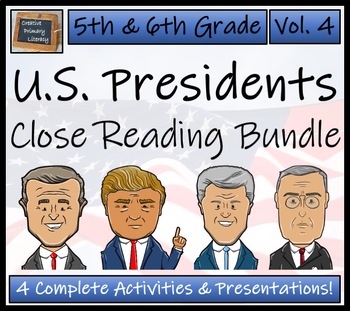Preview of U.S. Presidents Volume 4 Close Reading Comprehension Bundle | 5th & 6th Grade
