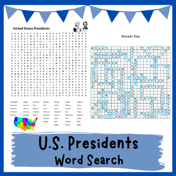 U.S. Presidents Word Search by Many Hats Educator | TpT