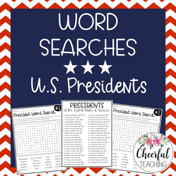Preview of U.S. Presidents Word Searches