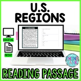 U.S. Regions DIGITAL Reading Passage & Questions Self Grading