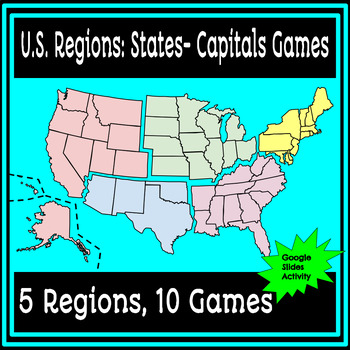 Preview of U.S. Regions: States & Capitals Games/ Computer or SmartBoard Activity