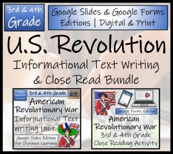 Preview of U.S. Revolution Writing & Close Reading Bundle Digital & Print | 3rd & 4th Grade