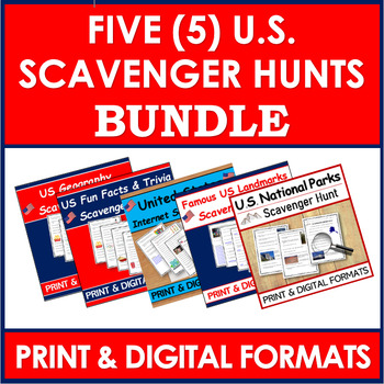 Preview of U.S. Scavenger Hunt (WebQuest) BUNDLE