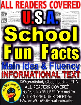 Preview of U.S. Schools (Types) FUN FACTS Close Reading Differentiated Passages Print N Go!