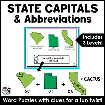 Preview of U.S. State Abbreviations and Capitals Puzzles