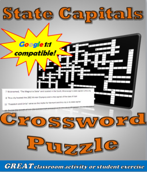 U S State Capitals Crossword Puzzle by Lesson Plan Guru TPT
