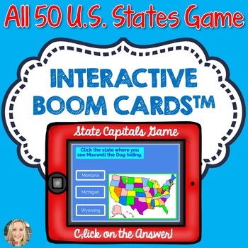 Preview of U.S. State Geography Boom Cards, Click to Play, Geography, Maps, Games