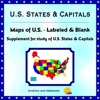 Preview of U.S. States & Capitals - Labeled & Blank Maps for Study and Practice - Geography
