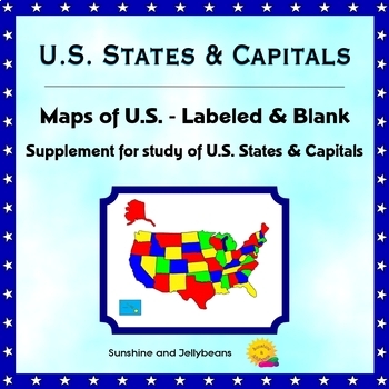 Preview of U.S. States and Capitals - Labeled and Blank Maps for Study - Geography