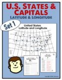U.S. States & Capitals Latitude & Longitude Map Activity! (Set 1)