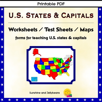 Preview of U.S. States & Capitals Maps, Worksheets, Assessments - U.S. Geography Practice