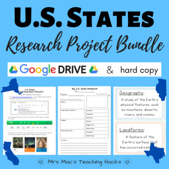 Preview of U.S. States Research Project BUNDLE