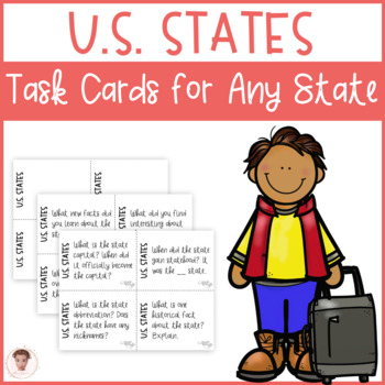 Preview of U.S. States Task Cards | Any State | Print and Digital | 40 Questions and Tasks