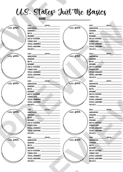 Preview of U.S. States Worksheet