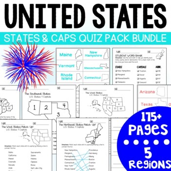Preview of U.S. States and Capitals BIG Bundle-Quiz Packs AND Flash Cards