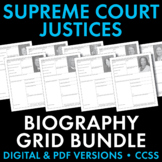 U.S. Supreme Court Justices Biography Research Grid Bundle