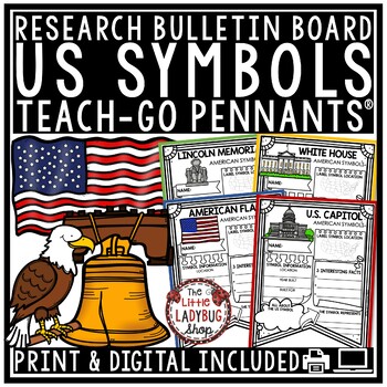 Preview of United States American US Symbols Activity Worksheets Research Templates
