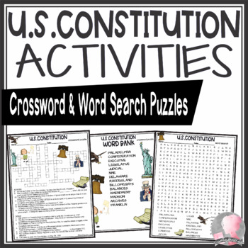 Preview of U.S. Constitution Activities US Crossword Puzzle and Word Search