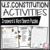 U.S. Constitution Activities US Crossword Puzzle and Word Search