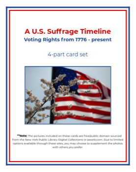 Preview of U.S. Voting Rights (Suffrage) Timeline - 4 part cards