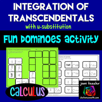 Preview of U substitution Integration of Transcendentals Activity for Calculus 