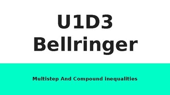 Preview of U1D3 Bellringer and Daily Plans