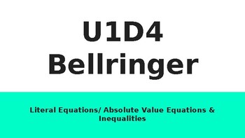 Preview of U1D4 Bellringer and Daily Plans