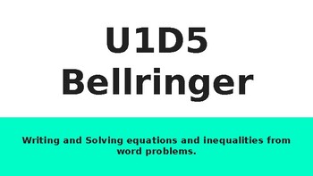 Preview of U1D5 Bellringer and Student daily plans
