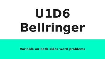 Preview of U1D6 Bellringer and Daily Plans