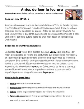 Preview of U4L2 ¡Avancemos! 3: Reading Comprehension: La ñapa