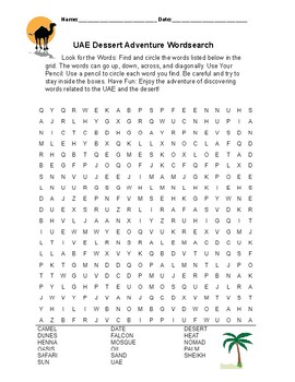 Preview of UAE Desert Adventure Word Search
